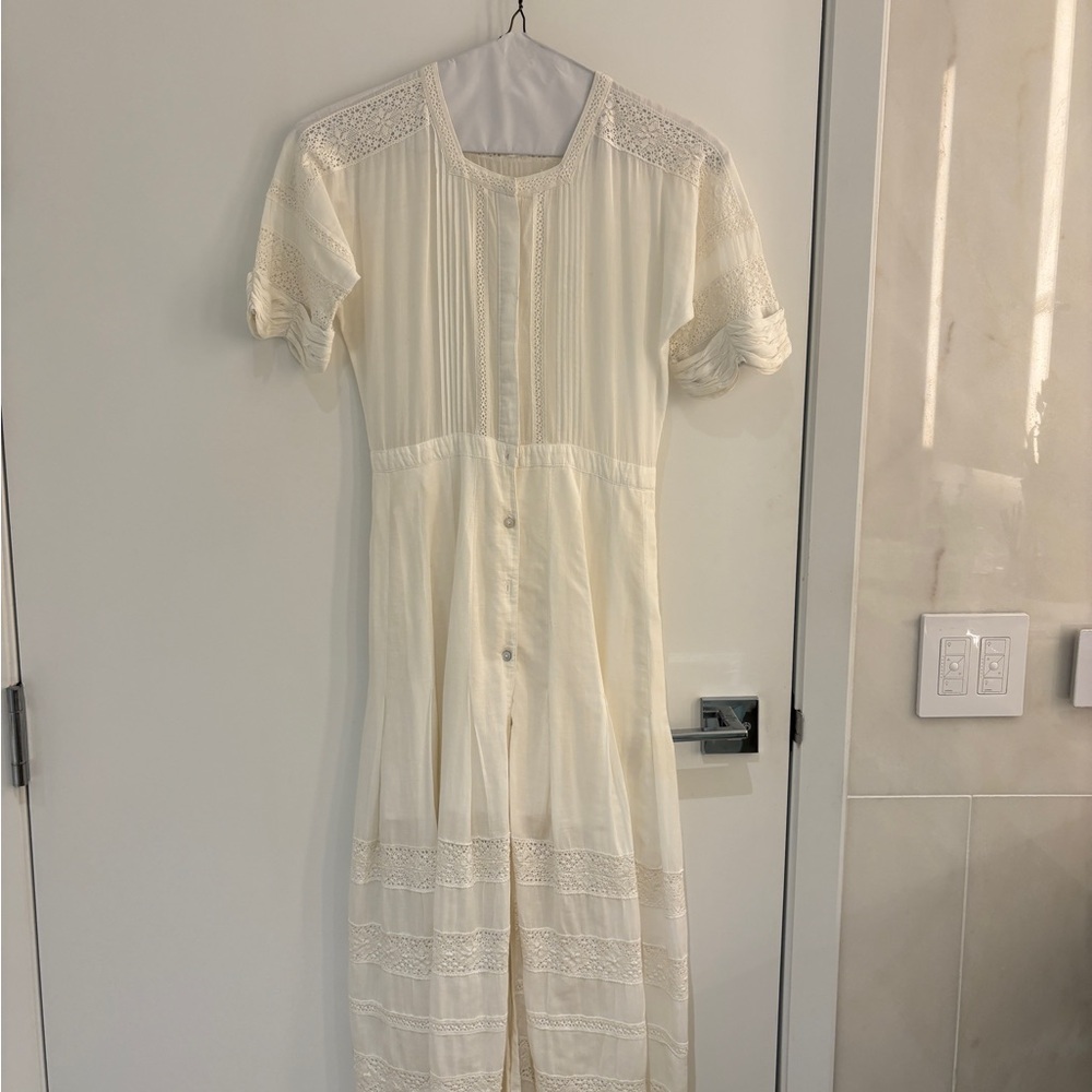 LoveShackFancy Cream Midi Dress